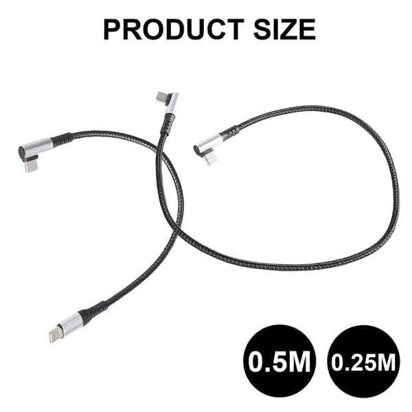 USB C -kaapeli 66W USB C - USB C -kaapeli USB C - USB C -pikalataus Nylonpunottu USB C - USB C -kaapeli puhelimeen 0.5m double elbow