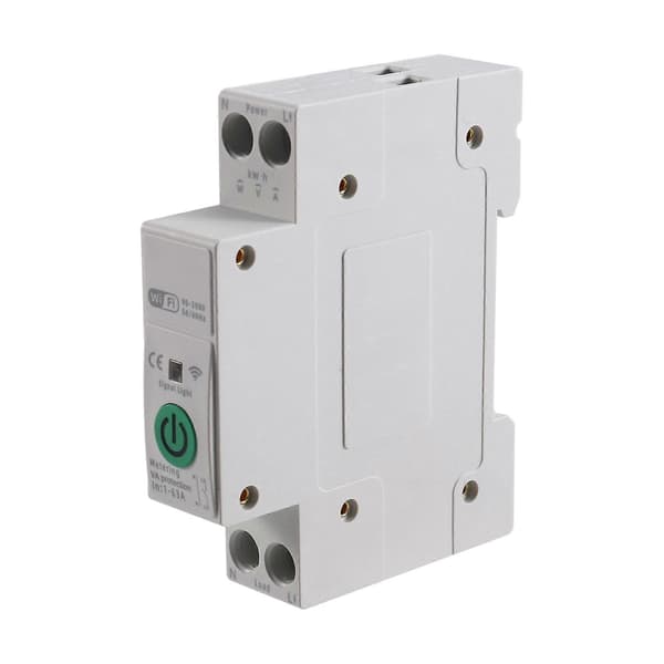 2X TUYA WiFi Smart Switch Energimåler 63A 1P+N Kwh Måling Overvåking Strømbryter Timer Relé White