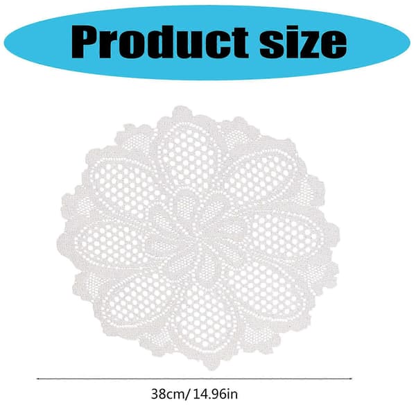 2 deler blondebordbeskyttere, runde blomstermønster, solid polyester, kjøkken- og spisestueutstyr White