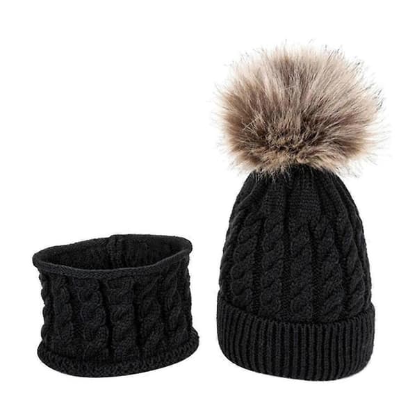 Poikien Tyttöjen Pipo Neulottu Hattu Black