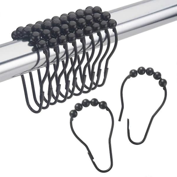 Duschdraperikrokar Ringar Metall Duschdraperikrokar Ringar för Badrum Duschstänger Draperier Set o Black