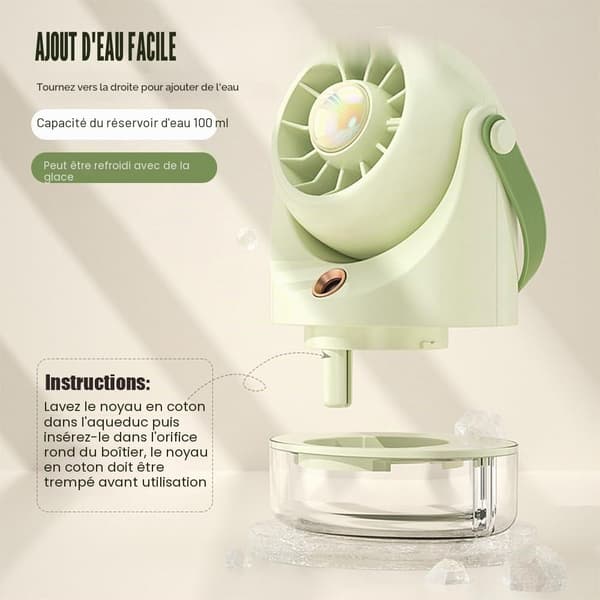 Miniskrivebordsventilator, ultra-stille, grøn