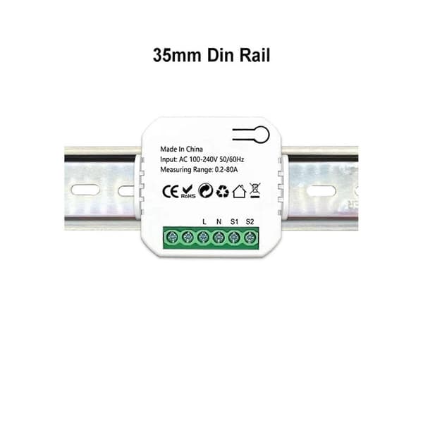 2X Tuya Smart Life ZigBee energimåler 80A med strømtransformator klemme KWh strømovervågning Elektricitetsstatistik White