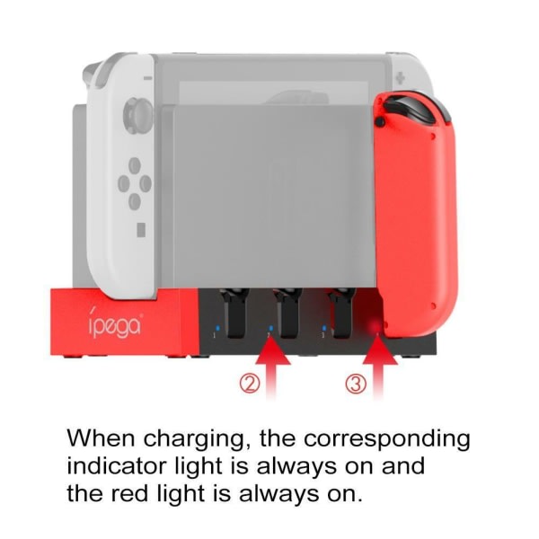 4 Port-kontroller Last ned Laddningsstation for Nintendo Switch Joy-Con Game svart