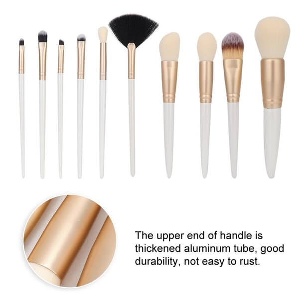 10 stk. Bærbare Foundation & Øjenskygge Makeupbørster