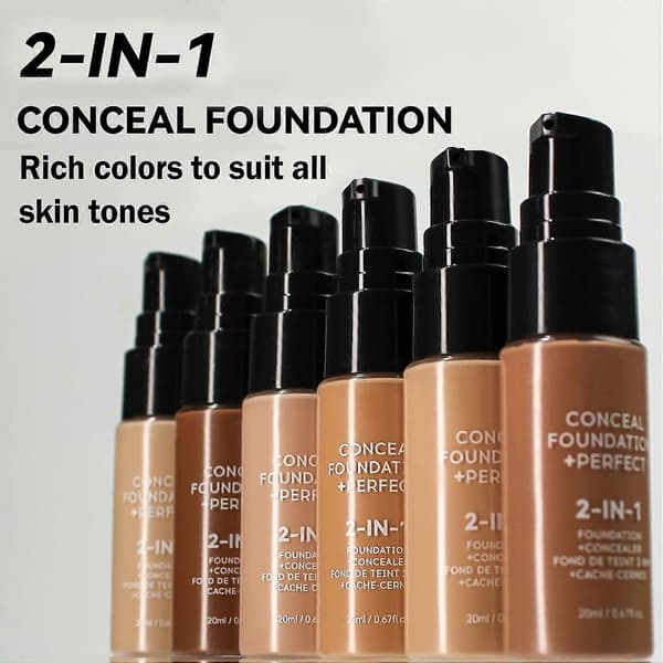 Concealer Full Coverage Foundation för Mogen Hud, Oljekontroll Matt 2 i 1 Concealer Flytande Foundation Smink Vattentät Bas Color 05