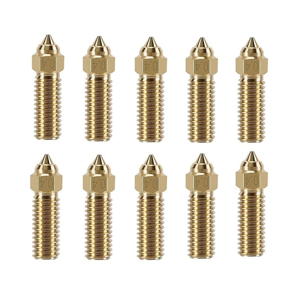 10 STK K1 Mässingsmunstycken, 3D-skrivare 10 STK High Speed ​​0,4 mm munstycken för K1, K1 Max Gold