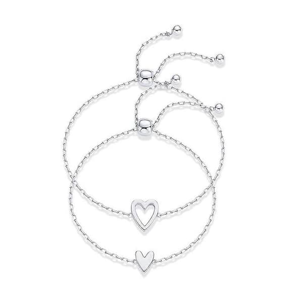 1/2/ST Justerbart Matchande Hjärt-Solitär Armband Set För Kvinnor Set 2