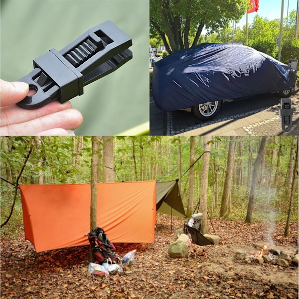 10 st presenningklämmor, vindtäta solskyddsklämmor i plast, återanvändbara presenningklämmor, markisklämmor för presenning för utomhuscamping (svart)