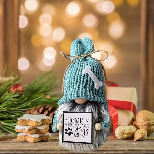 Hemdekoration Dockor, Gonk Tomte, Sagoskog Dekorationer Utomhus, Tomtar Plyschdocka Stickad Rudolph Ansiktslös Dockhänge Figurer