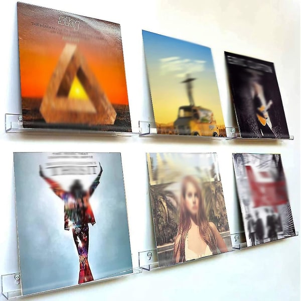 Påskepladeholder vægbeslag, 6-pak vinylpladehylde Opbevaring Akryl albumstativ Vis din daglige bedste transparent