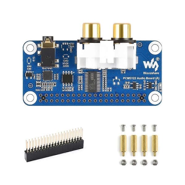 Waveshare for Raspberry Pi PCM5122 lydkort I2S DAC HIFI lydkort lydutvidelseskort EEPROM fastvare for PI5/PI4/Zero Bleu