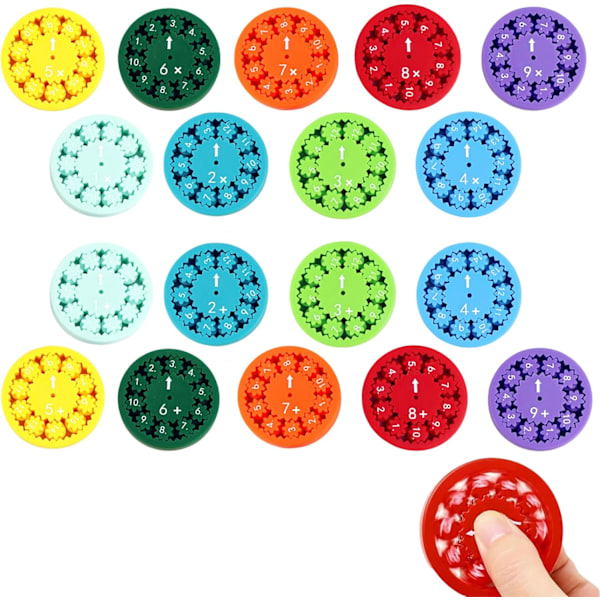 18 st Math Fidget Spinners Matematik Fidget Leksaker för Barn, Matematik Fakta Fidget Spinners, Addition Subtraktion Multiplikation Division Fidget