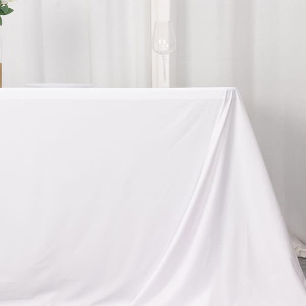 90\"x132\" Hvid Premium Scuba Rektangulær Dug, Krølfri Polyester Sømløs Dug