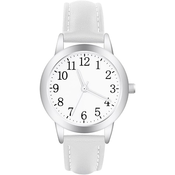 Damklocka, Analog Kvartsklocka, Läderrem Lättläst Ton Klocka Premium Mode Armbandsur för Kvinnor Damer Flickor