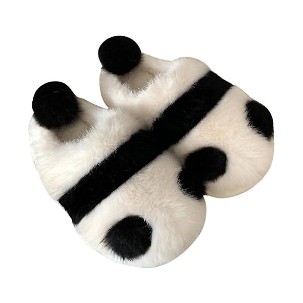 Dam vinter tecknad skor söt panda plysch tå bomull tofflor hem inomhus varm postpartum mjuk sula skor 36 37