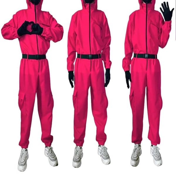 Squid Game Kostym / Maskerad - Cosplay Dräkt Röd