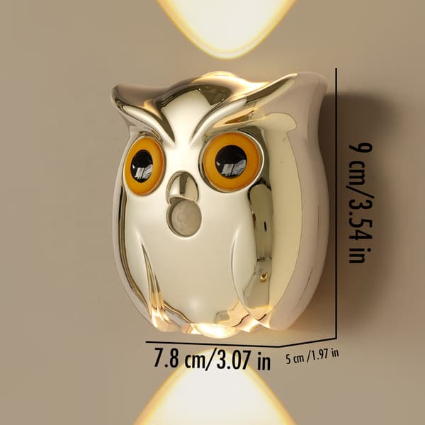 Owl Wall Lamp - Magnetic Base Dimmable LED Night Light (1pc)*gold* gold