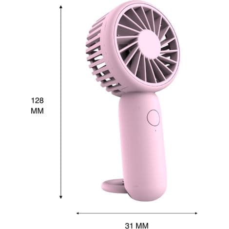 Mini bærbar lyserød ventilator, genopladelig, 3 hastigheder - MVRR