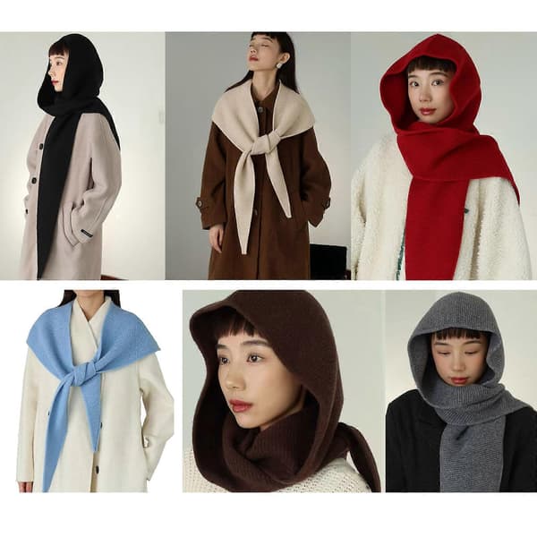Ull Balaclava Halsduk För Kvinnor Vinter Sjal Triangulär Mjuk Oversized Design Nackvärme Gåva Himmelsblå Red