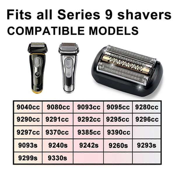 90B 92B ajopäät Braun Series 9 -parranajokoneille (musta)