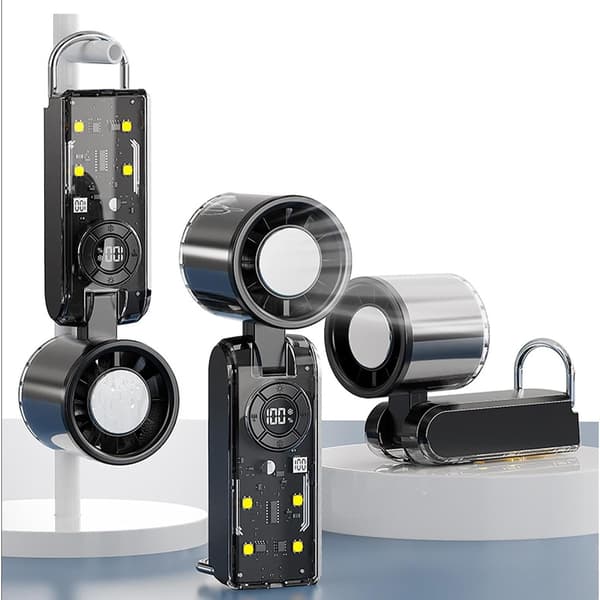 Stilfuld bærbar ventilator, USB genopladelig, 3600 mAh batteri, foldbar