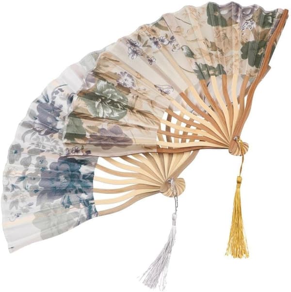 Klassisk foldbar silkefan med kvaster - Stil 1