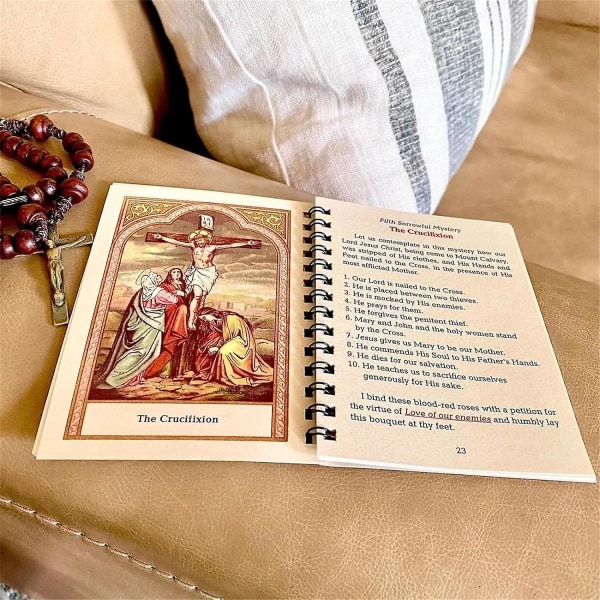 Meditasjonsbok for rosenkrans i lommestørrelse, tradisjonell katolsk bønnebok, Vår Frue av Fatima rosenkransmeditasjonshefte 2 Pcs