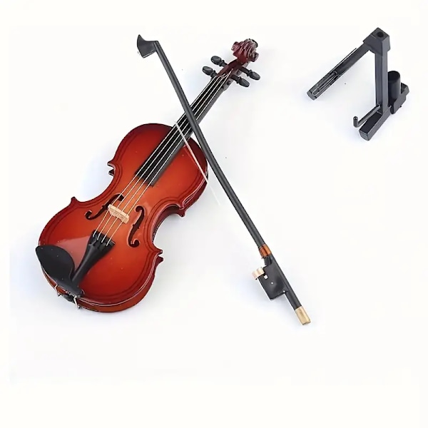 Fiolinmodell, Miniatyr Fiolinmodell med Stativboks, Dukkehustilbehør Miniatyr Musikk Instrument Dekorasjon Gave (8 cm)