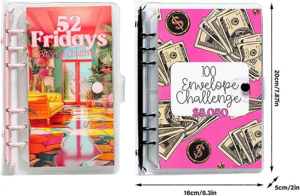 100 Konvolutter A5 Pengebesparende Budget Binder, Sparemåls Binder med Kontantkonvolutter, Budgettering, Pengebesparende Bog Style B