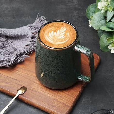 Stor keramisk kaffekopp (700 ml), ekstra stor tekopp, grønn