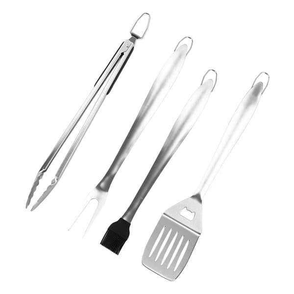 Grillsæt i rustfrit stål, robust, tykt, rustfrit, med ophængskrog, ideelt til bærbare griller og campingfester.