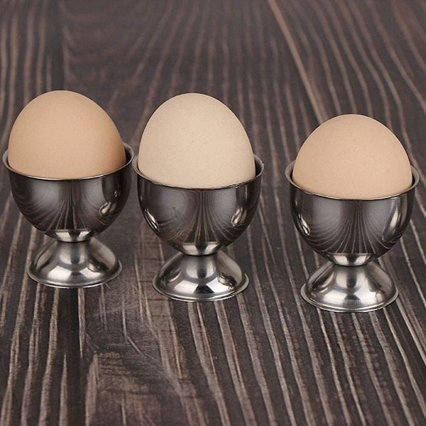 Eggkopper Sett Rustfritt Stål Mykkokte Eggkopper Holder Stativ Eggkoppbrett Inkluderer 4 Egg Kjøkken Silver