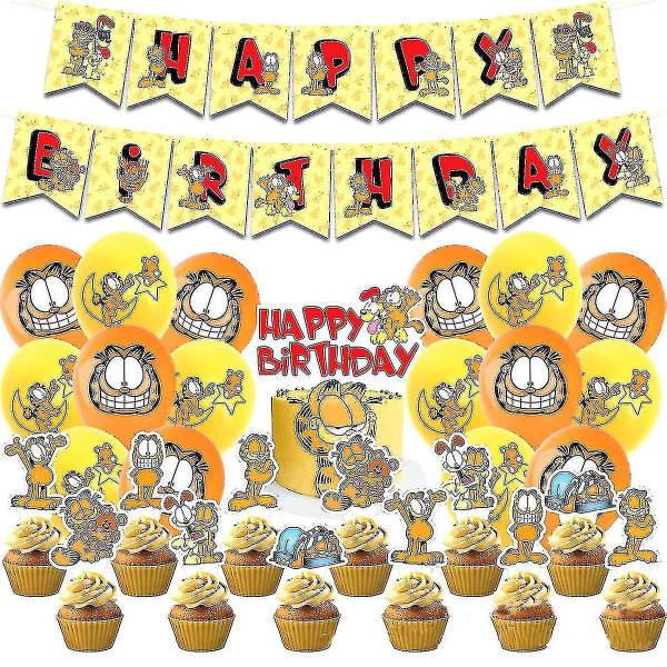 Garfields Tillykke med fødselsdagen Ballon Sæt Latex Balloner Fest Decoration Kit Ba-1384