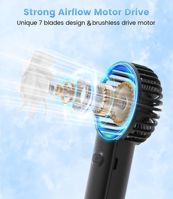 USB genopladelig bærbar ventilator, mini personlig ventilator med 3 blæserhastigheder (sort)