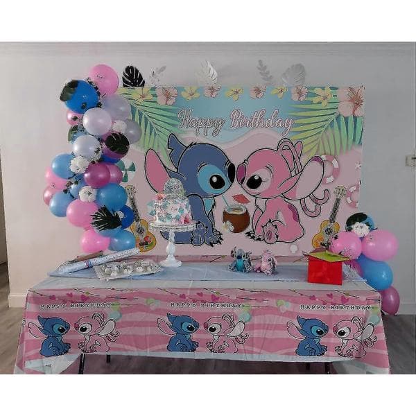 2 stk rosa Stitch og Lilo duker, til jenter Stitch og Lilo tema bursdagsfestutstyr
