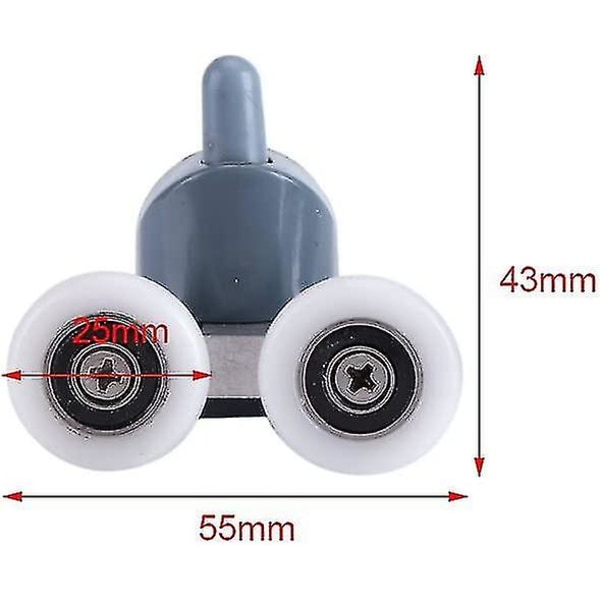 8 Dusjdørruller Dusjkabinettruller Skyvedørrullefører Dusj Reservedeler Glassdørruller Trinser Ruller Løpere Badekarrulle