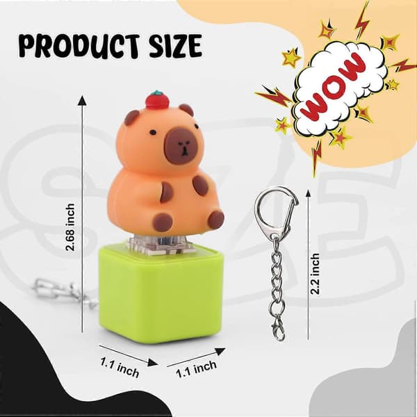 Fidget Clicker -avaimenperä, Fidget Clicker -avaimenperä valolla, näppäimistöfidget-lelu Capybara