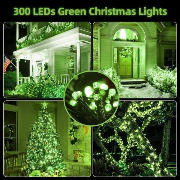 30m valosarja - 300 vihreää LED-valoa - 8 tilaa - Sisä- ja ulkokäyttöön