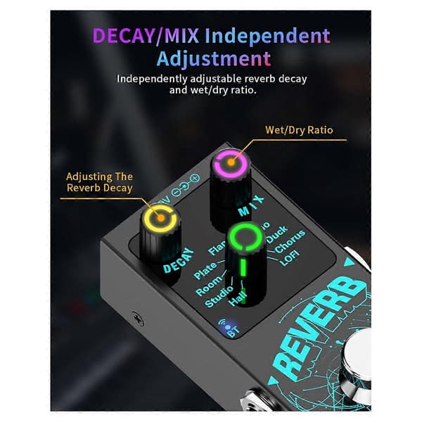 Bluetooth 5.4 Effektor Gitarr Reverb Effektor Enkelblock Reverb