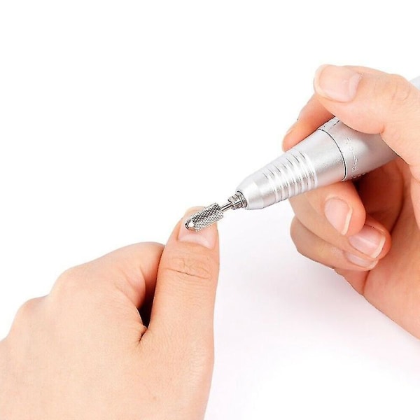 Elektrisk Negleboremaskine, Elektrisk Nail Art Drill Håndtag Manicure Pedicure Værktøj Tilbehør Til Akryl Gel Negle silver