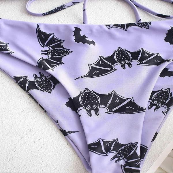 Stjerne Sol Måne Print Badedragter til Kvinder Krydsende Snøre Triangle Bikini (L)