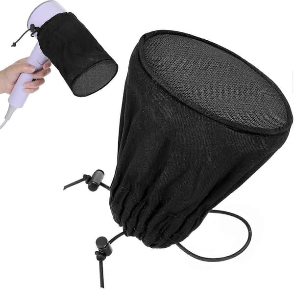 Hårtørrer Diffuser Sok, Bærbar Sammenfoldelig Diffuser Tilbehør til Krøllet Bølget Hår, Passer til de fleste Standard Hårtørrere, Varmebeskyttelseshætte, med Elastik Black