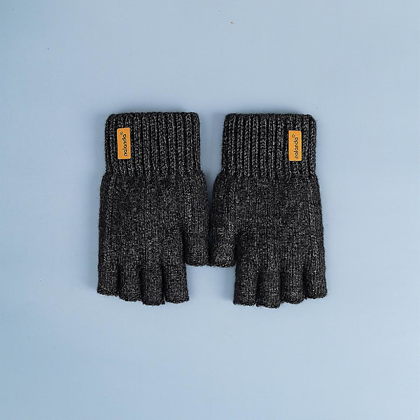 Vinterfingerlösa handskar för kvinnor män, varm alpackaull Stretchy sticka halvfingerhandskar, kallt väder mjuka fingerlösa handskar för arbete Dark grey