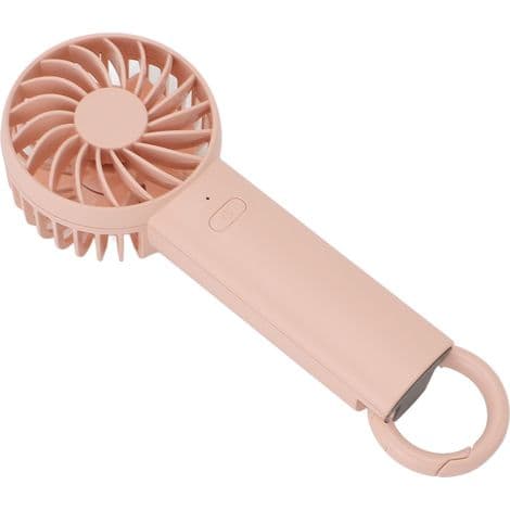 Bærbar viftekrok, 3 hastigheter, stillegående oppladbart batteri, rosa