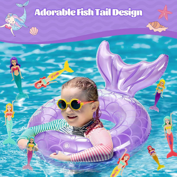 Mermaids Pool Diving Toys for Kids,4 Pack Bath Toys for Toddlers Mermaid Princess Tail Flap Floating Fun Water Bathtub Toys