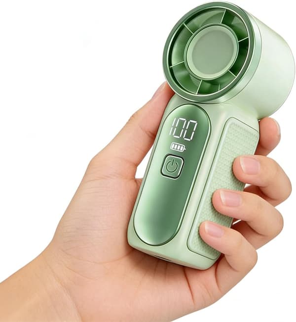 Mini bærbar håndholdt ventilator med 6 hastigheder, hvilket gør den til en ideel gave
