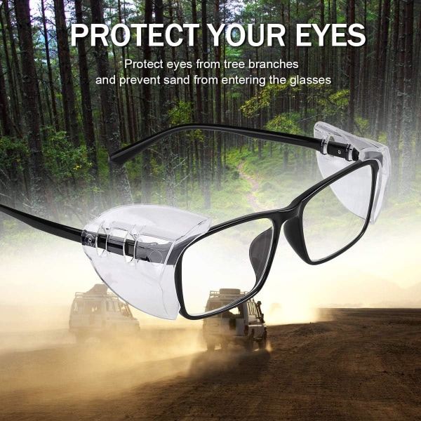 Skyddsglasögon sidoskydd för receptbelagda glasögon, genomskinlig glid-