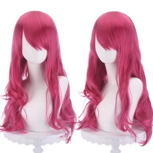 28\" 70cm Lång Lockig Hårförlängning Kostym Cosplay Peruk (Persikoröd Rosa)