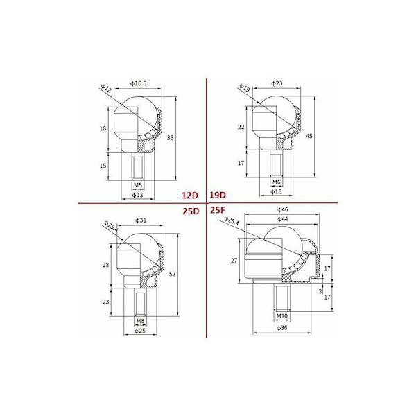 2 stk Nylon Kuglelejeruller til Transmissionssystem, Kraftsystem (CY-25D, M8 Hanstik)